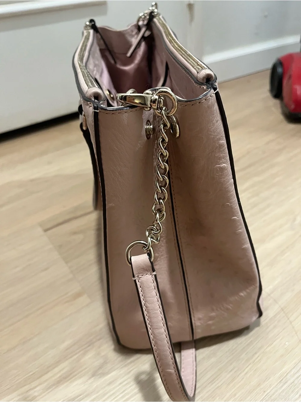 Kate Spade Pink Ostrich-Embossed Leather Tote Bag
